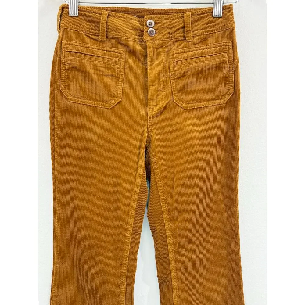 Anthropologie Pilcro High Rise Bootcut Corduroy Pants Cedar Mustard Yellow 25 - Picture 4 of 14